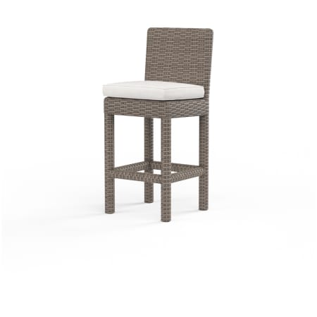 Sunset West Coronado 18" Wide Resin Wicker, Sunbrella Outdoor Bar Stool Driftwood / Canvas Flax