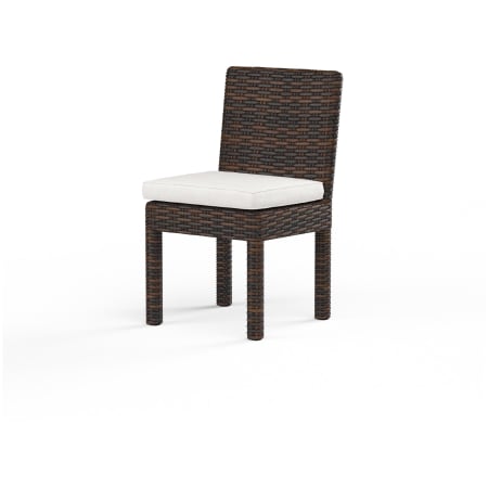 Sunset West Montecito 21" Wide Resin Wicker, Sunbrella Outdoor Dining Chair Cognac / Canvas Flax
