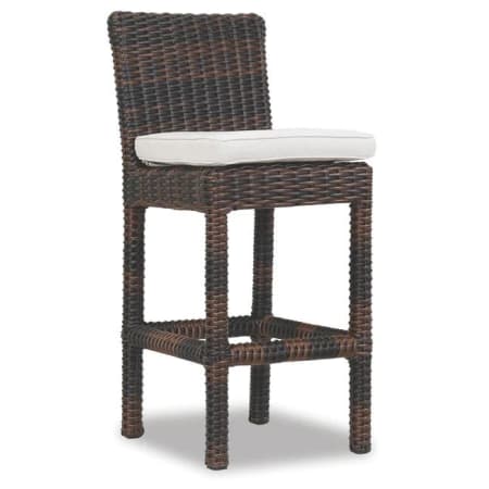 Sunset West Montecito 21" Wide Resin Wicker, Sunbrella Outdoor Counter Stool Cognac / Canvas Flax