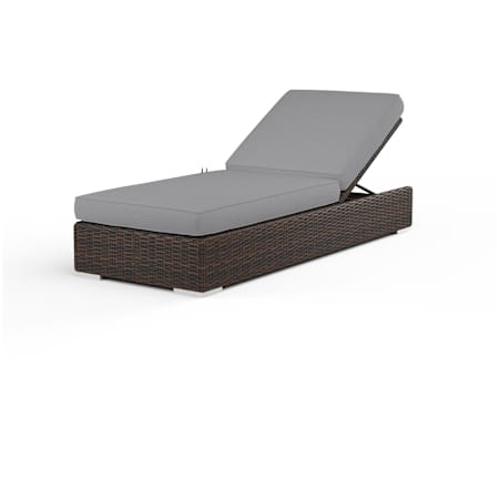 Sunset West Montecito 79" Wide Resin Wicker, Sunbrella Outdoor Chaise Chair Cognac / Canvas Granite