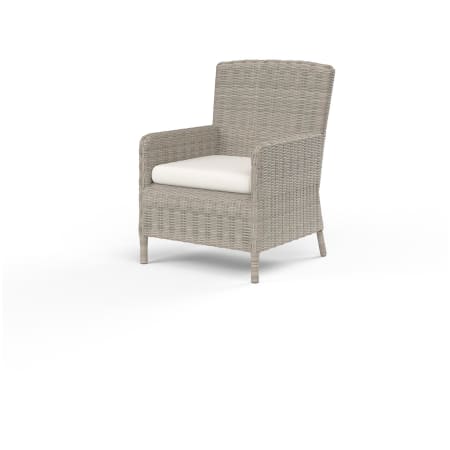 Sunset West Manhattan 27" Wide Resin Wicker, Sunbrella Outdoor Dining Arm Chair Gray / Linen