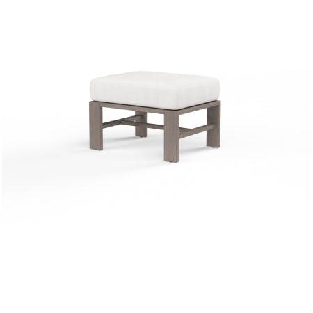 Sunset West Laguna 20" Wide Sunbrella Outdoor Ottoman Driftwood / Canvas Flax