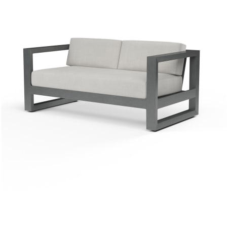 Sunset West Redondo 35" Wide Aluminum Framed Sunbrella Outdoor Loveseat Slate / Cast Silver