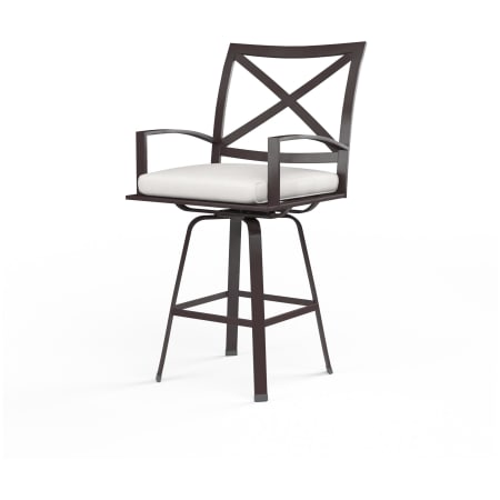 Sunset West La Jolla 25" Wide Aluminum Framed Sunbrella Outdoor Bar Stool Espresso / Canvas Flax