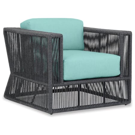 Sunset West Milano 35" Wide Aluminum, Olefin Rope Framed Sunbrella Outdoor Accent Arm Chair Slate / Dupione Celeste