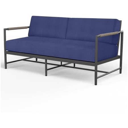Sunset West Pietra 31" Wide Aluminum Framed Sunbrella Outdoor Loveseat Graphite / Echo Midnight
