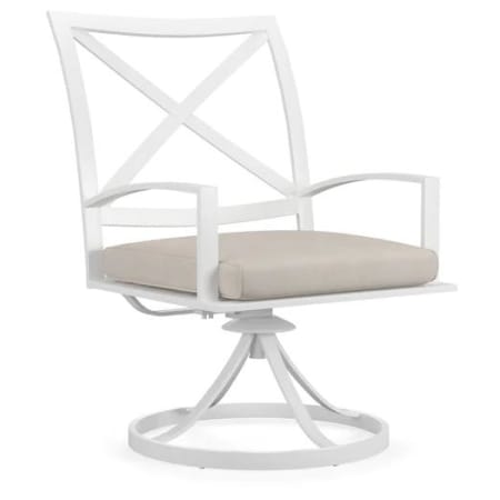 Sunset West Bristol 25" Wide Aluminum Framed Sunbrella Outdoor Dining Swivel Chair White
