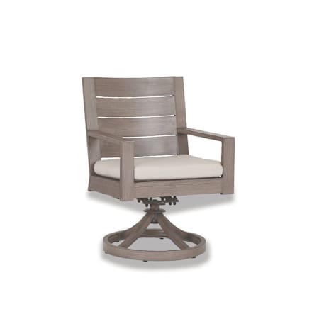 Sunset West Laguna 26" Wide Aluminum Framed Sunbrella Outdoor Dining Swivel Chair Driftwood / Canvas Flax
