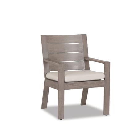 Sunset West Laguna 26" Wide Aluminum Framed Sunbrella Outdoor Dining Arm Chair Driftwood / Canvas Flax