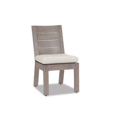 Sunset West Laguna 25" Wide Aluminum Framed Sunbrella Outdoor Dining Chair Driftwood / Canvas Flax