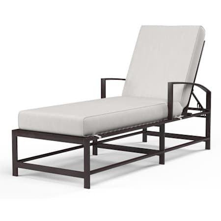 Sunset West La Jolla 72" Wide Aluminum Framed Sunbrella Outdoor Lounge Arm Chair Espresso / Canvas Flax