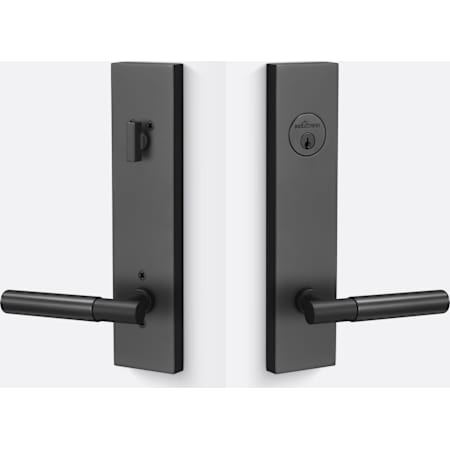 Sure-Loc Aspra Keyed Entry Lever Set and Deadbolt Combo Pack Sideplate with Smooth Grip Flat Black / Flat Black