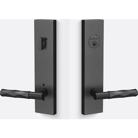 Sure-Loc Aspra Keyed Entry Lever Set and Deadbolt Combo Pack Sideplate with Vertex Grip Flat Black / Flat Black