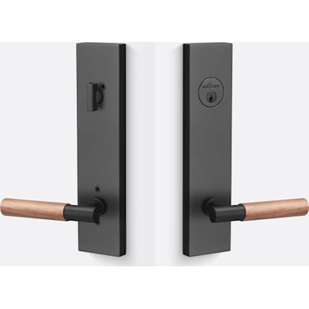 Sure-Loc Aspra Keyed Entry Lever Set and Deadbolt Combo Pack Sideplate and Walnut Grip Flat Black / Walnut