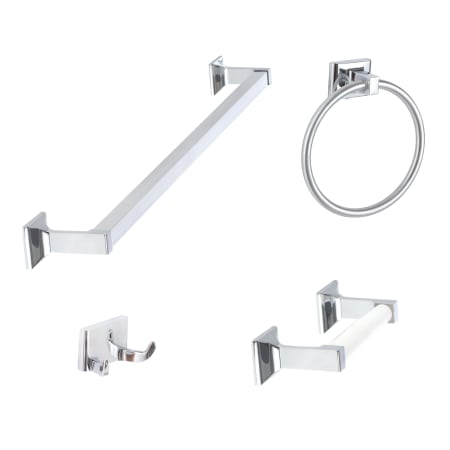 Sure-Loc Basic Bath 4 Piece Bathroom Package with 30" Towel Bar, Robe Hook, Towel Ring, and Toilet Paper Holder Polished Chrome