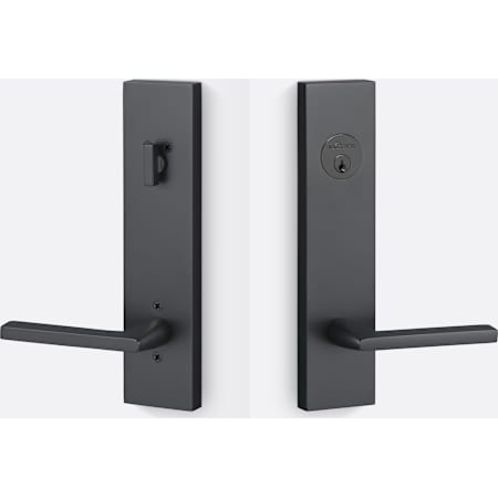 Sure-Loc Escala Keyed Entry Lever Set and Deadbolt Combo Pack Sideplate Flat Black