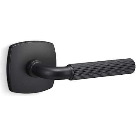Sure-Loc Forma Passage Door Lever Set with Straight Knurled Grip and Square Rose Flat Black / Flat Black