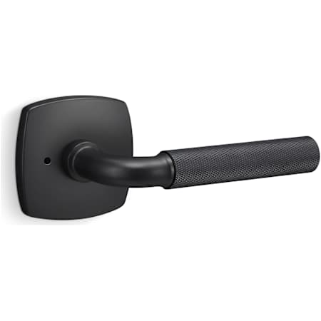 Sure-Loc Forma Privacy Door Lever Set with Knurled Grip and Square Rose Flat Black / Flat Black