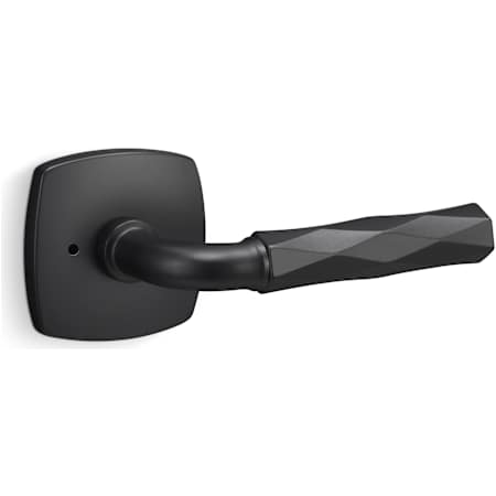 Sure-Loc Forma Privacy Door Lever Set with Vertex Grip and Square Rose Flat Black / Flat Black