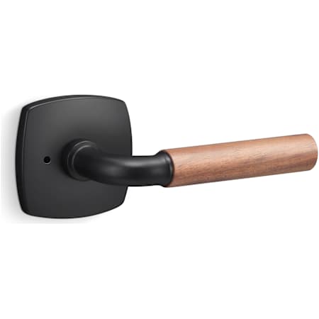 Sure-Loc Forma Privacy Door Lever Set with Walnut Grip and Square Rose Flat Black / White