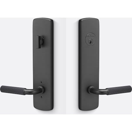 Sure-Loc Forma Keyed Entry Lever Set with Straight Knurled Grip and Forma Deadbolt Combo Pack Flat Black / Flat Black
