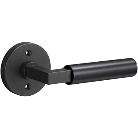 Sure-Loc Levanto Non-Turning One-Sided Dummy Door Lever with Smooth Grip and Round Rose Flat Black / Flat Black