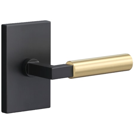 Sure-Loc Levanto Passage Door Lever Set with Rectangle Rose Flat Black / Satin Brass