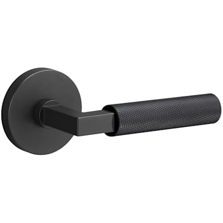 Sure-Loc Levanto Passage Door Lever Set with Knurled Grip and Round Rose Flat Black / Flat Black
