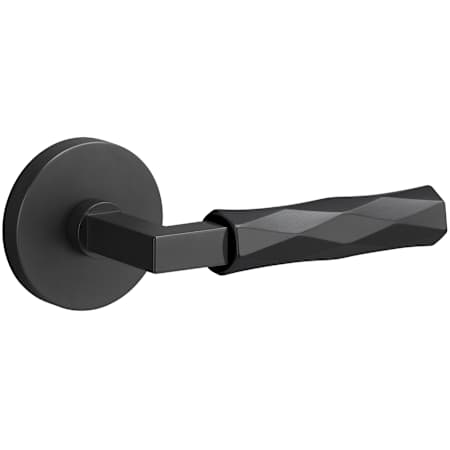 Sure-Loc Levanto Passage Door Lever Set with Vertex Grip and Round Rose Flat Black / Flat Black