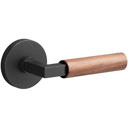 Sure-Loc Levanto Passage Door Lever Set with Walnut Grip and Round Rose Flat Black / Walnut
