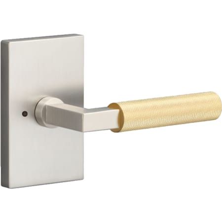 Sure-Loc Levanto Privacy Door Lever Set with Knurled Grip and Rectangle Rose Satin Nickel / Satin Brass