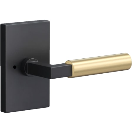 Sure-Loc Levanto Privacy Door Lever Set with Rectangle Rose Flat Black / Satin Brass