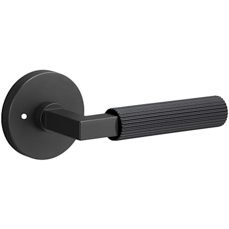 Sure-Loc Levanto Privacy Door Lever Set with Straight Knurled Grip and Round Rose Flat Black / Flat Black