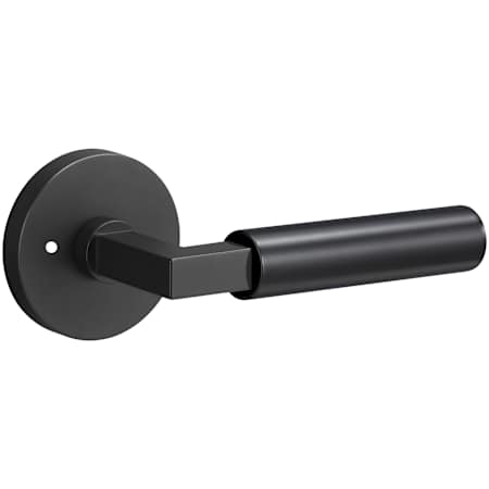 Sure-Loc Levanto Privacy Door Lever Set with Smooth Grip and Round Rose Flat Black / Flat Black