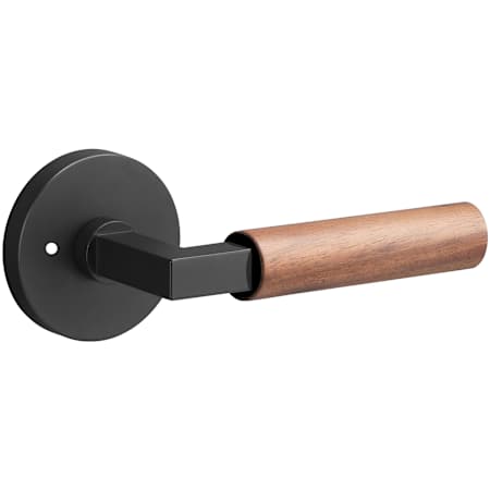 Sure-Loc Levanto Privacy Door Lever Set with Walnut Grip and Round Rose Flat Black / Walnut