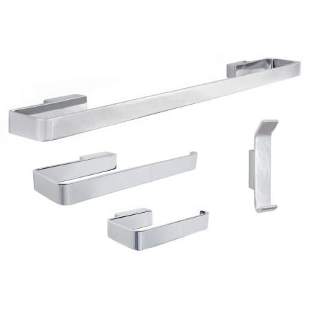 Sure-Loc Vaasa 4 Piece Bathroom Package with 24" Towel Bar, Robe Hook, Towel Ring, and Toilet Paper Holder Polished Chrome