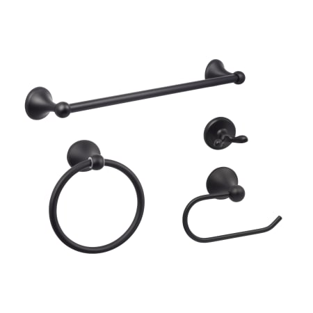 Sure-Loc Ventura 4 Piece Bathroom Package with 30" Towel Bar, Robe Hook, Towel Ring, and Toilet Paper Holder Flat Black