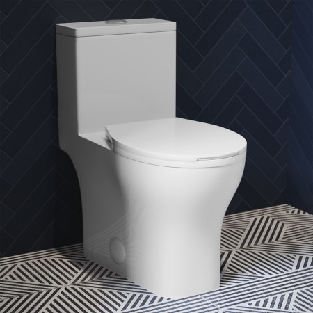 Swiss Madison Sublime III 0.95 / 1.26 GPF One Piece Round Toilet with Push Button Flush - Seat Included Glossy White