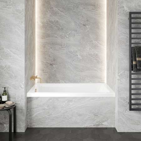 Swiss Madison Voltaire 54" Three Wall Alcove Acrylic Soaking Tub with Left Drain and Overflow Glossy White