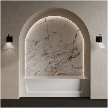 Swiss Madison Virage 60" Three Wall Alcove Fiberglass Soaking Tub with Right Drain and Overflow Glossy White