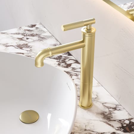 Swiss Madison Avallon 1.2 GPM Single Handle Sleek Single Hole High Arc Bathroom Faucet Brushed Gold