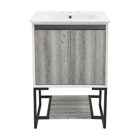 Swiss Madison Marseille 24" Free Standing Single Basin Vanity Set with Cabinet and Ceramic Vanity Top Gray Oak / White