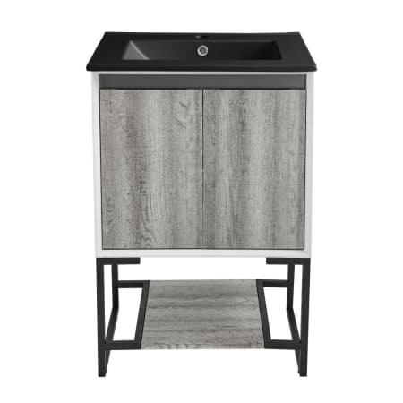 Swiss Madison Marseille 24" Free Standing Single Basin Vanity Set with Cabinet and Ceramic Vanity Top Gray Oak / Matte Black