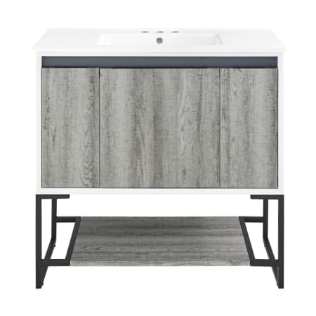 Swiss Madison Marseille 36" Free Standing Single Basin Vanity Set with Cabinet and Ceramic Vanity Top Gray Oak / White