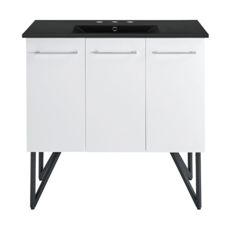 Swiss Madison Annecy 36" Free Standing Single Basin Vanity Set with Cabinet and Ceramic Vanity Top White / Matte Black