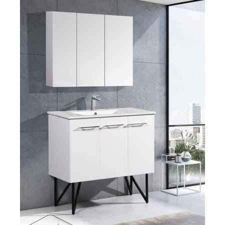 Swiss Madison Annecy 36" Free Standing Single Basin Vanity Set with MDF Cabinet and Ceramic Vanity Top Glossy White