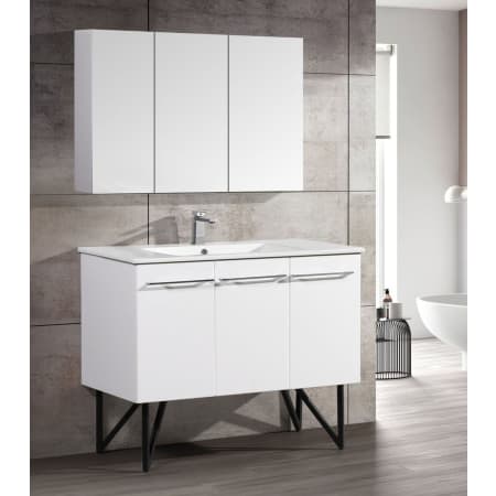 Swiss Madison Annecy 48" Free Standing Single Basin Vanity Set with MDF Cabinet and Ceramic Vanity Top Glossy White