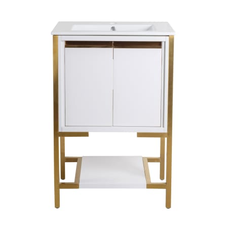 Swiss Madison Marseille 24" Free Standing Single Basin Vanity Set with Cabinet and Ceramic Vanity Top White / Brushed Gold Accent