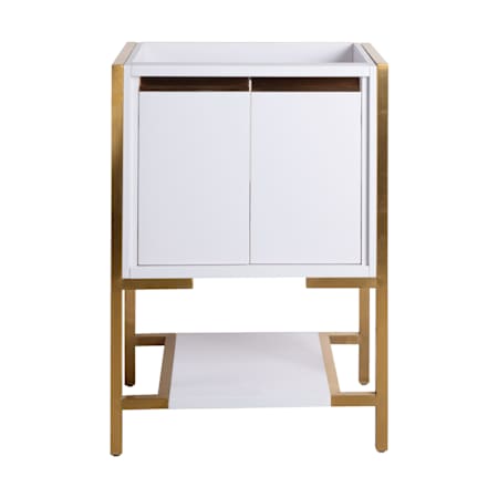 Swiss Madison Marseille 22" Single Free Standing Vanity Cabinet Only - Less Vanity Top White / Brushed Gold Accent
