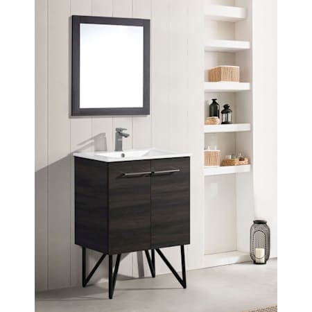 Swiss Madison Annecy 24" Free Standing Single Basin Vanity Set with MDF Cabinet and Ceramic Vanity Top Black Walnut